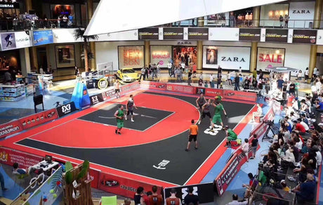 The Benefits of Red and Black Modular Court Flooring for 3x3 Basketball