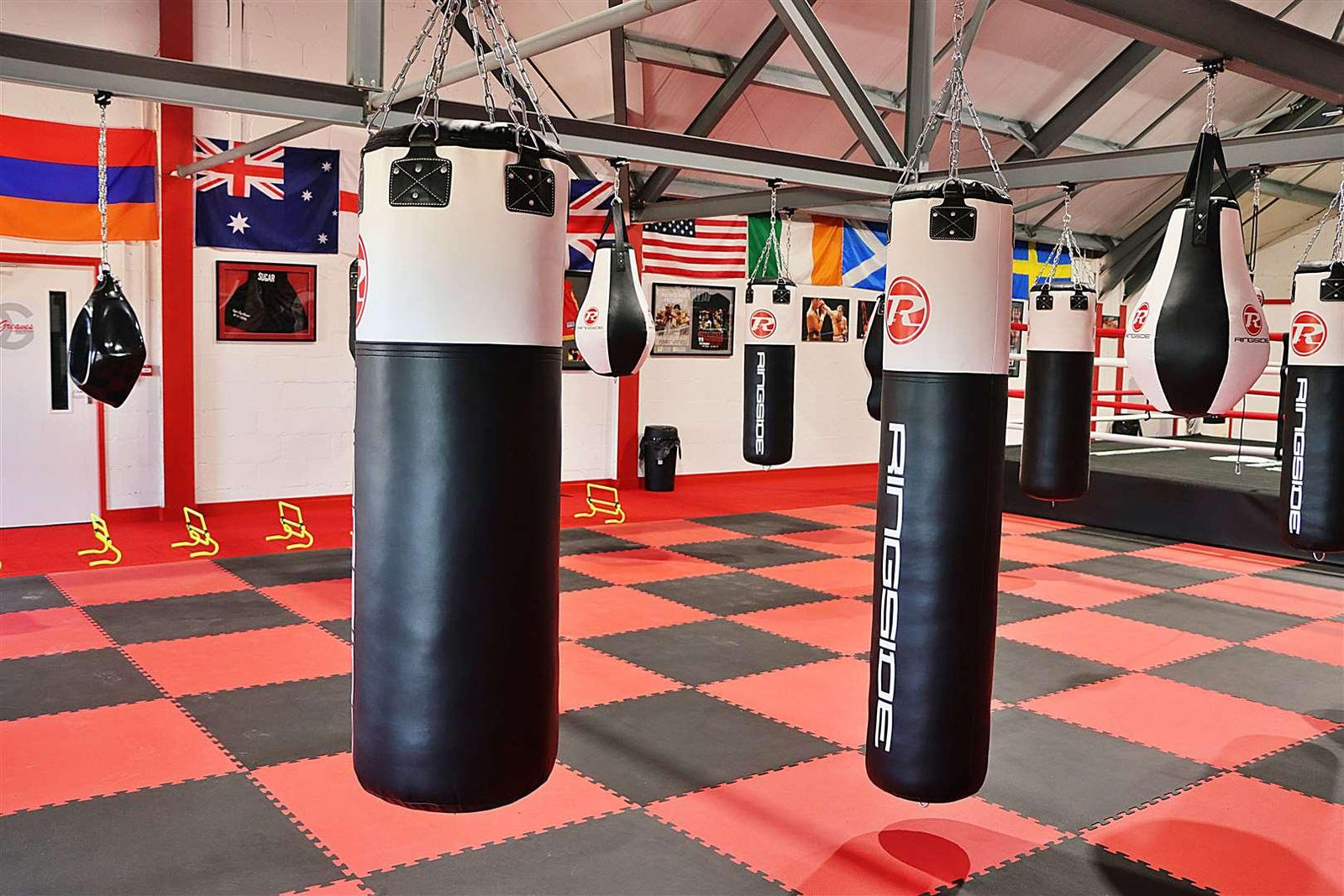 Elevate Your Dojo with Red & Black Chequerboard Tatami Mats