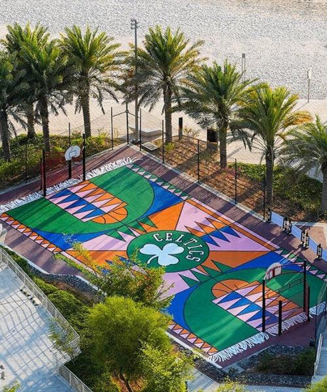 Katrien Vanderlinden outdoor basketball court design in reem park abu dhabi