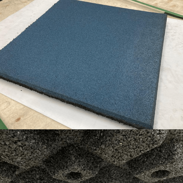 40mm Rubber Outdoor Tiles - Surplus Stock Playground Tiles Sprung Gym Flooring Blue - Studded Base