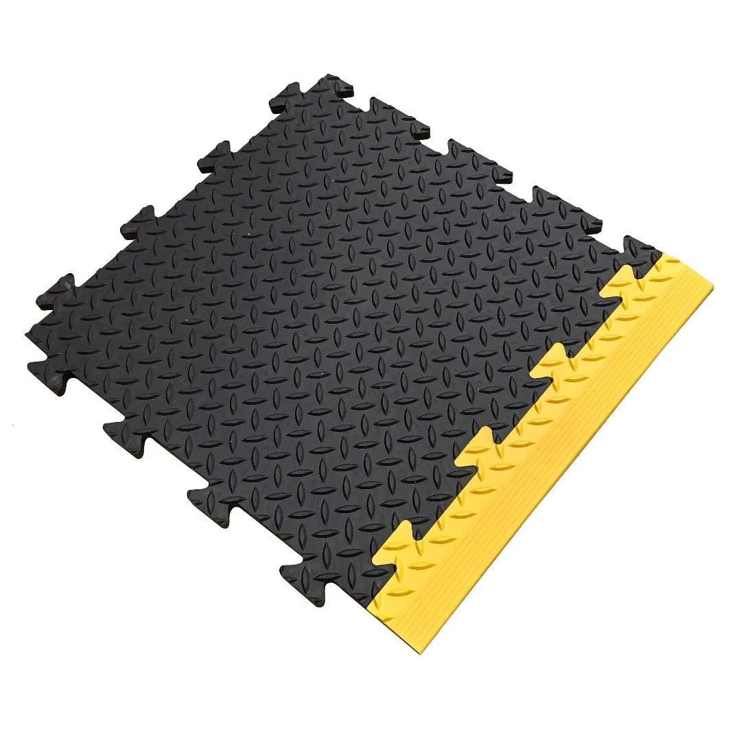 Black Vinyl Garage Flooring Tiles | Checkerlock, PVC, 495mm x 495mm x 14mm Thick garage floor tiles Sprung Gym Flooring   