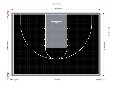 Basketball Court Flooring System - Half Court | Includes Court Markings  Sprung Gym Flooring Court Design 2  