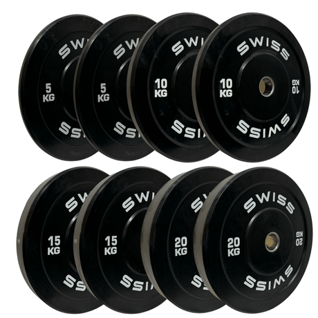 Black Bumper Plates - Swiss Free Weights SuperStrong Fitness 100kg set  