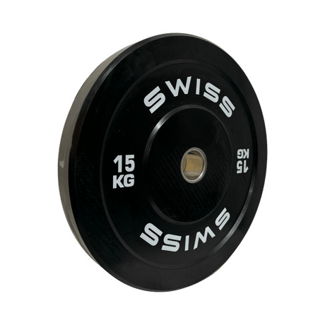 Black Bumper Plates - Swiss Free Weights SuperStrong Fitness 2 x 15kg  