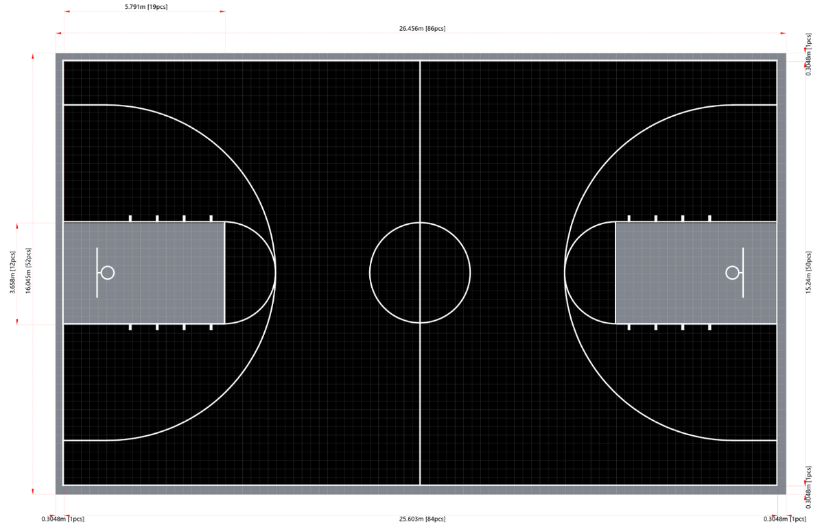 Basketball Court System - Full Court | Includes Court Markings Basketball Court Sprung Gym Flooring Court Design 2  